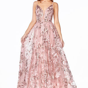 Rose-Gold Sleeveless Prom Long Dress